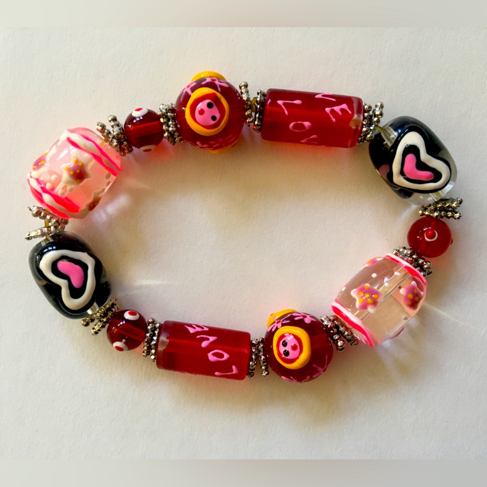 “Love” Glass Bead Bracelet
